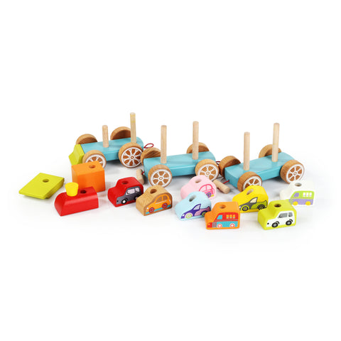 Cubika Wooden Train with Small Cars
