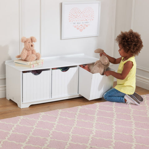 Nantucket Storage Bench - White
