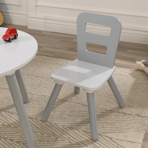 Round Storage Table & 2 Chairs Set - Gray & White