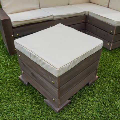 Outdoor Sectional Ottoman & Umbrella Set - Bear Brown & Beige